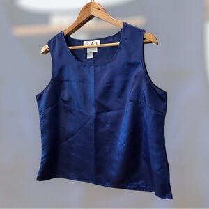 G.M.L Women's Blue Satin Tank Top‎ Size 12